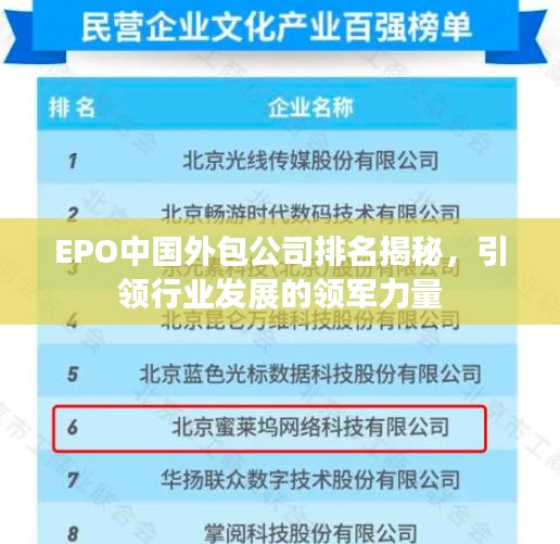 EPO中国外包公司排名揭秘，引领行业发展的领军力量